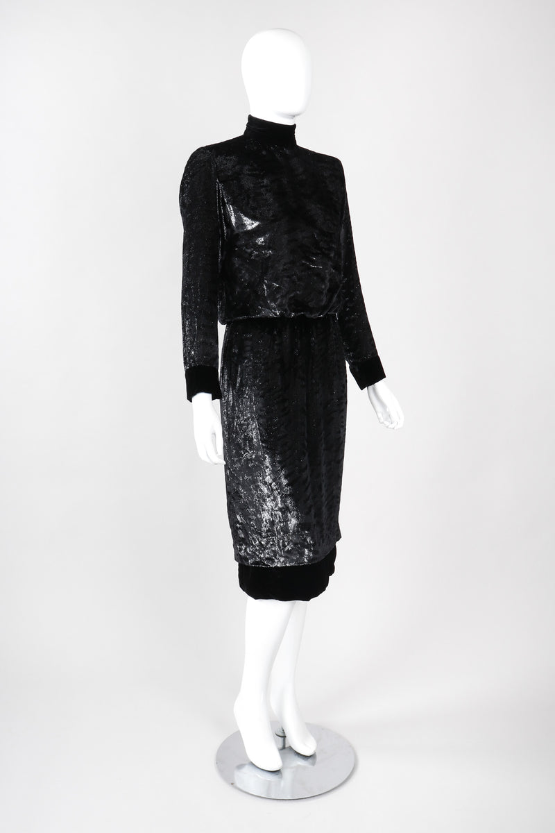 Recess Los Angeles Vintage Jean Louis Scherrer Metallic Silk Velvet Lamé Blouson Dress