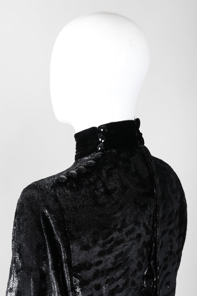 Recess Los Angeles Vintage Jean Louis Scherrer Metallic Silk Velvet Lamé Blouson Dress