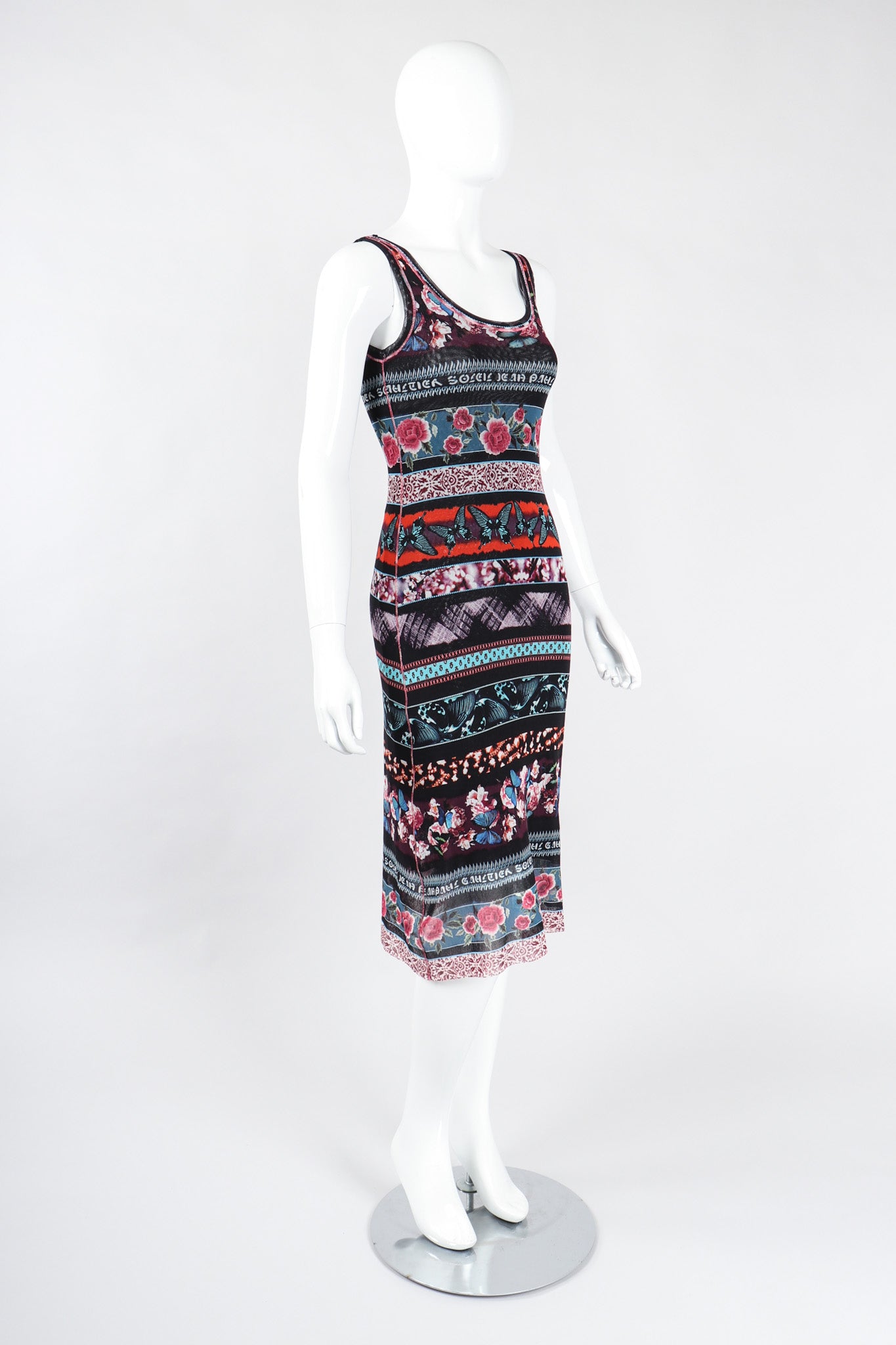 Recess Los Angeles Vintage Jean Paul Gaultier Soleil Butterfly Floral Mesh Tank Dress