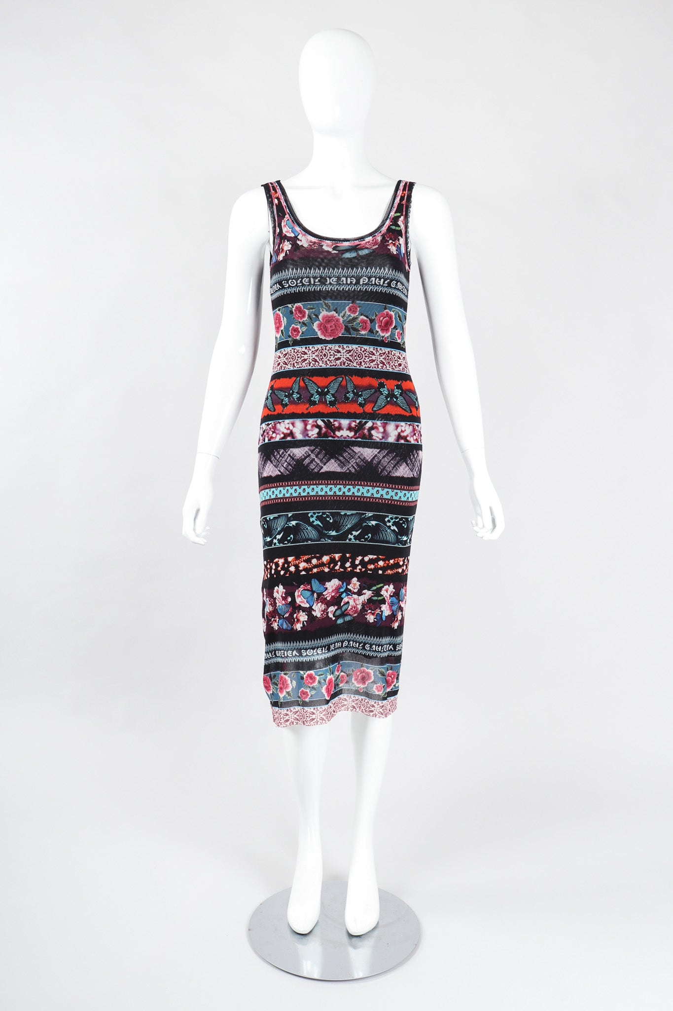 Recess Los Angeles Vintage Jean Paul Gaultier Soleil Butterfly Floral Mesh Tank Dress