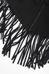 Recess Designer Consignment Vintage Jean Paul Gaultier Femme Asymmetrical Suede Fringe Jersey Skirt Los Angeles Resale
