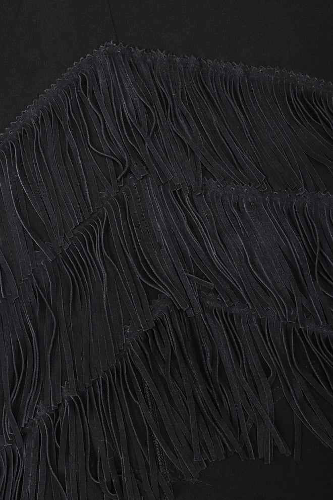 Recess Designer Consignment Vintage Jean Paul Gaultier Femme Asymmetrical Suede Fringe Jersey Skirt Los Angeles Resale