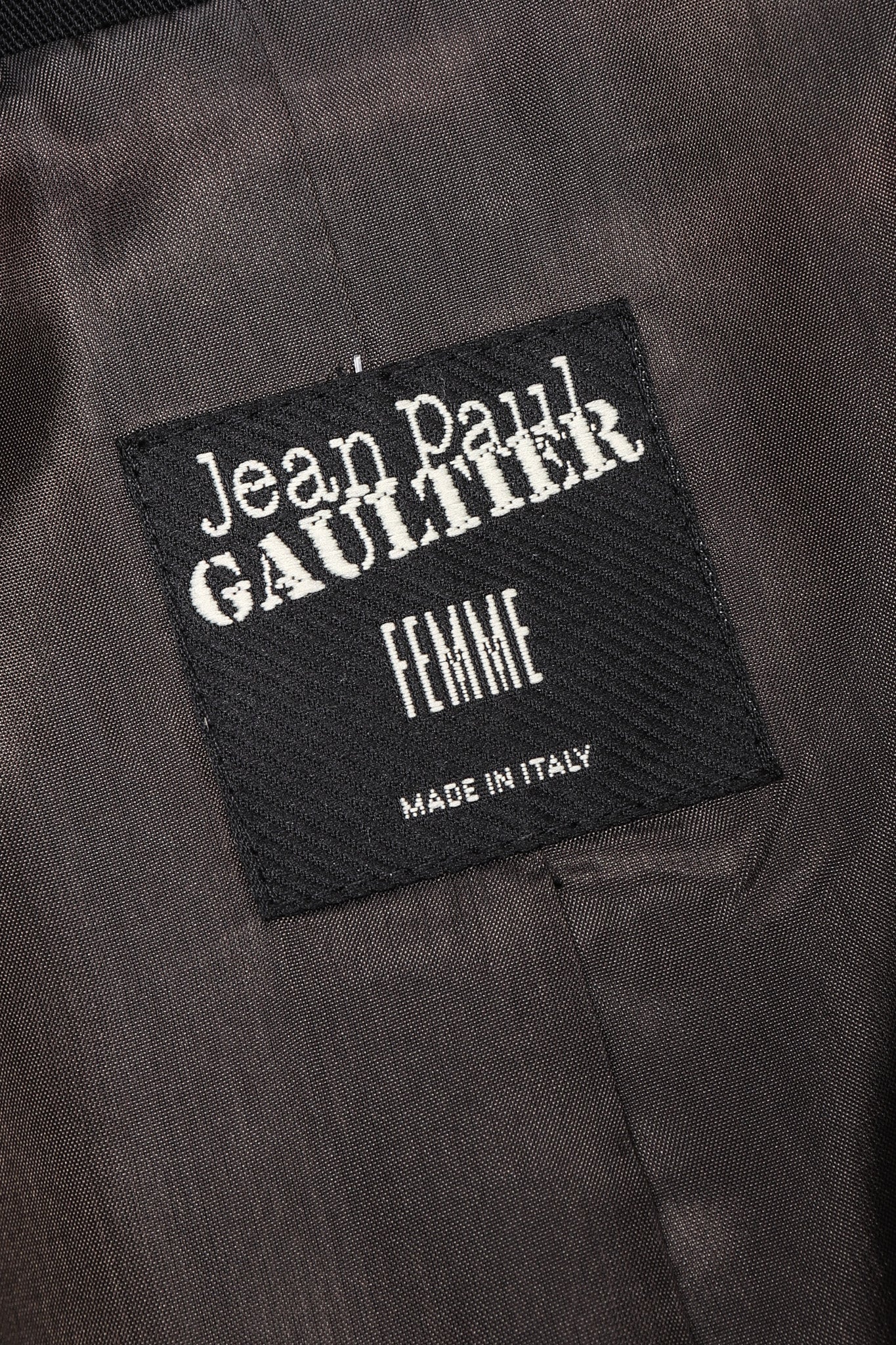 Recess Los Angeles Vintage Jean Paul Gaultier Slim Silhouette Diagonal Waist Strip Bands Black Lace Up Corset Button Fly