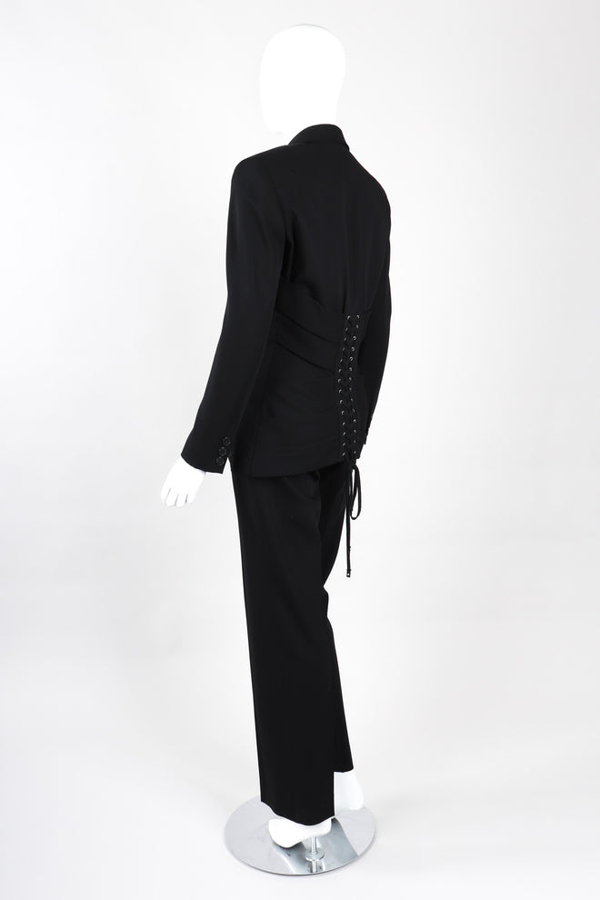 Recess Los Angeles Vintage Jean Paul Gaultier Slim Silhouette Diagonal Waist Strip Bands Black Lace Up Corset Button Fly