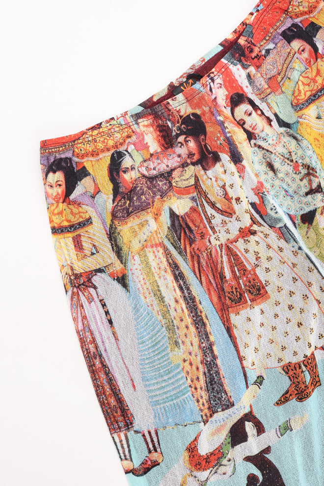 Recess Los Angeles Designer Consignment Vintage Jean Paul Gaultier 90s Soleil Mesh Bollywood Print Pant