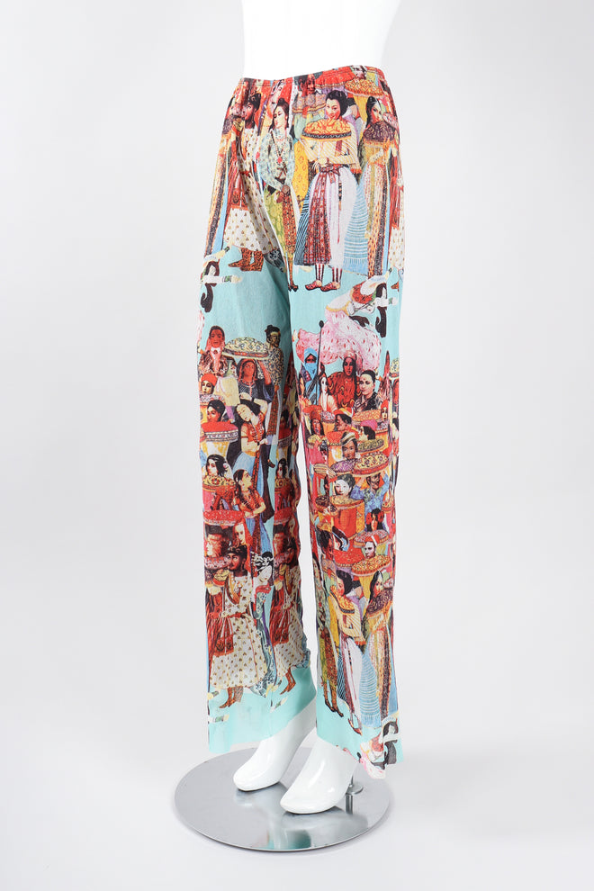 Recess Los Angeles Designer Consignment Vintage Jean Paul Gaultier 90s Soleil Mesh Bollywood Print Pant