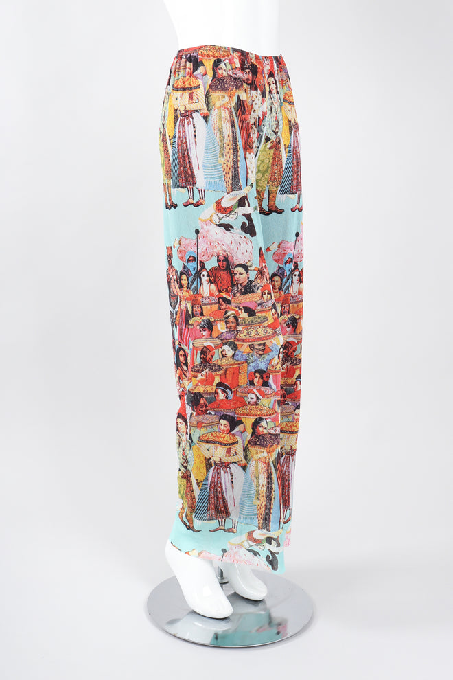 Recess Los Angeles Designer Consignment Vintage Jean Paul Gaultier 90s Soleil Mesh Bollywood Print Pant