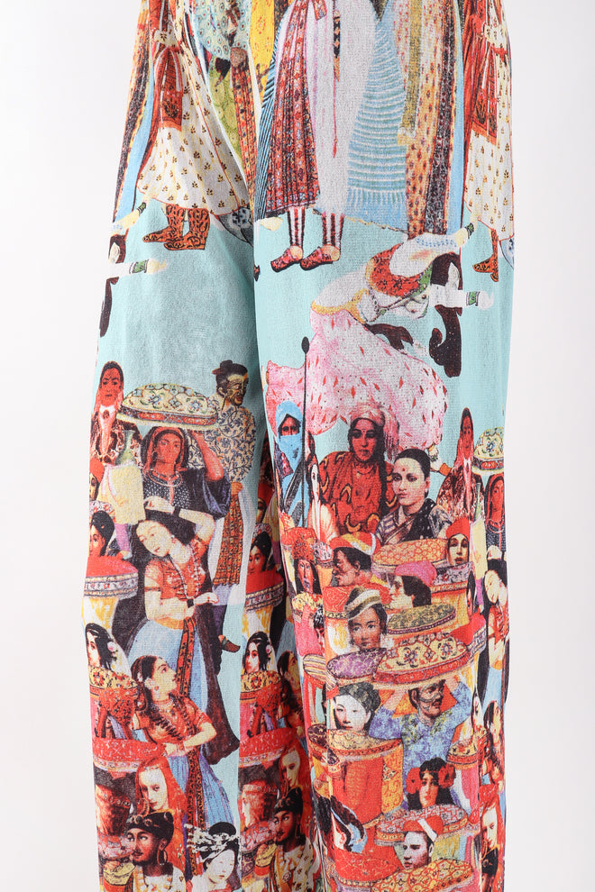 Recess Los Angeles Designer Consignment Vintage Jean Paul Gaultier 90s Soleil Mesh Bollywood Print Pant