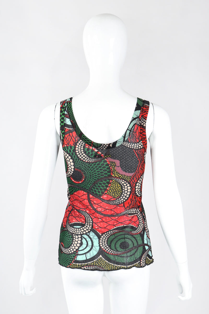 Recess Los Angeles Designer Consignment Vintage Jean Paul Gaultier Soleil African Wax Print Mesh Tank