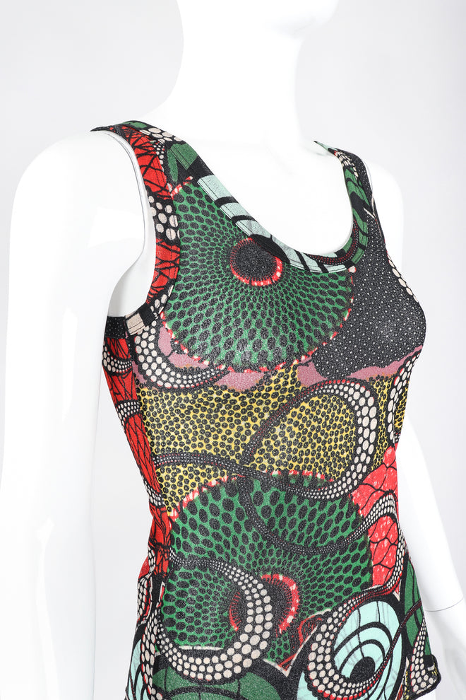 Recess Los Angeles Designer Consignment Vintage Jean Paul Gaultier Soleil African Wax Print Mesh Tank