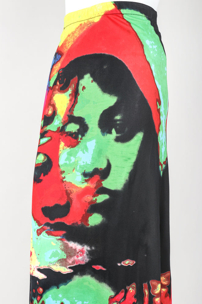 Recess Designer Consignment Vintage Jean Paul Gaultier S/S 2000 Abstract Photo Triple Exposure Rasta Skirt Los Angeles Resale