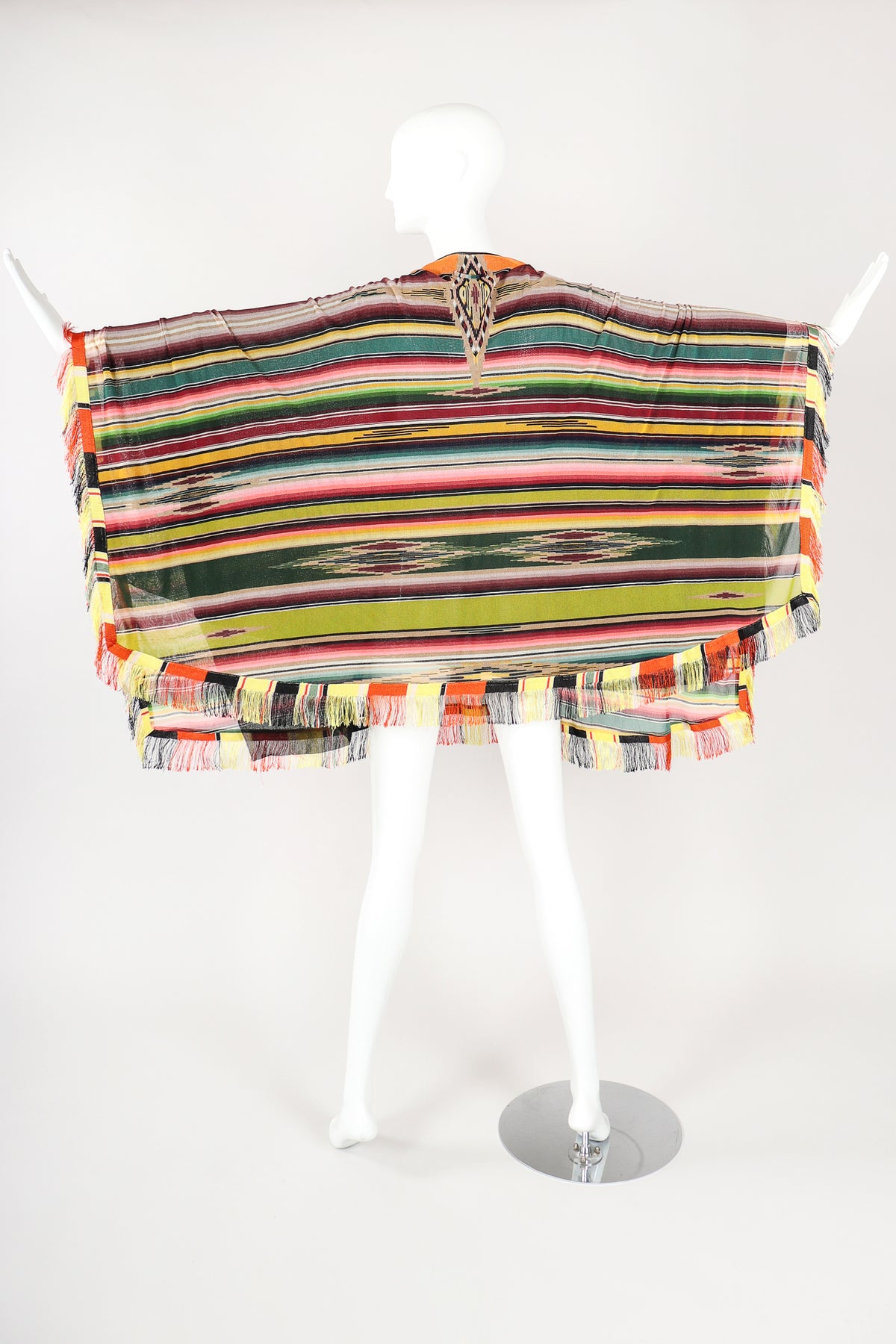 Vintage Jean Paul Gaultier Soleil Mesh Native Folk Striped Poncho 