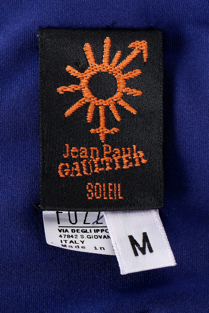 Vintage Jean Paul Gaultier Soleil label on blue lining fabric