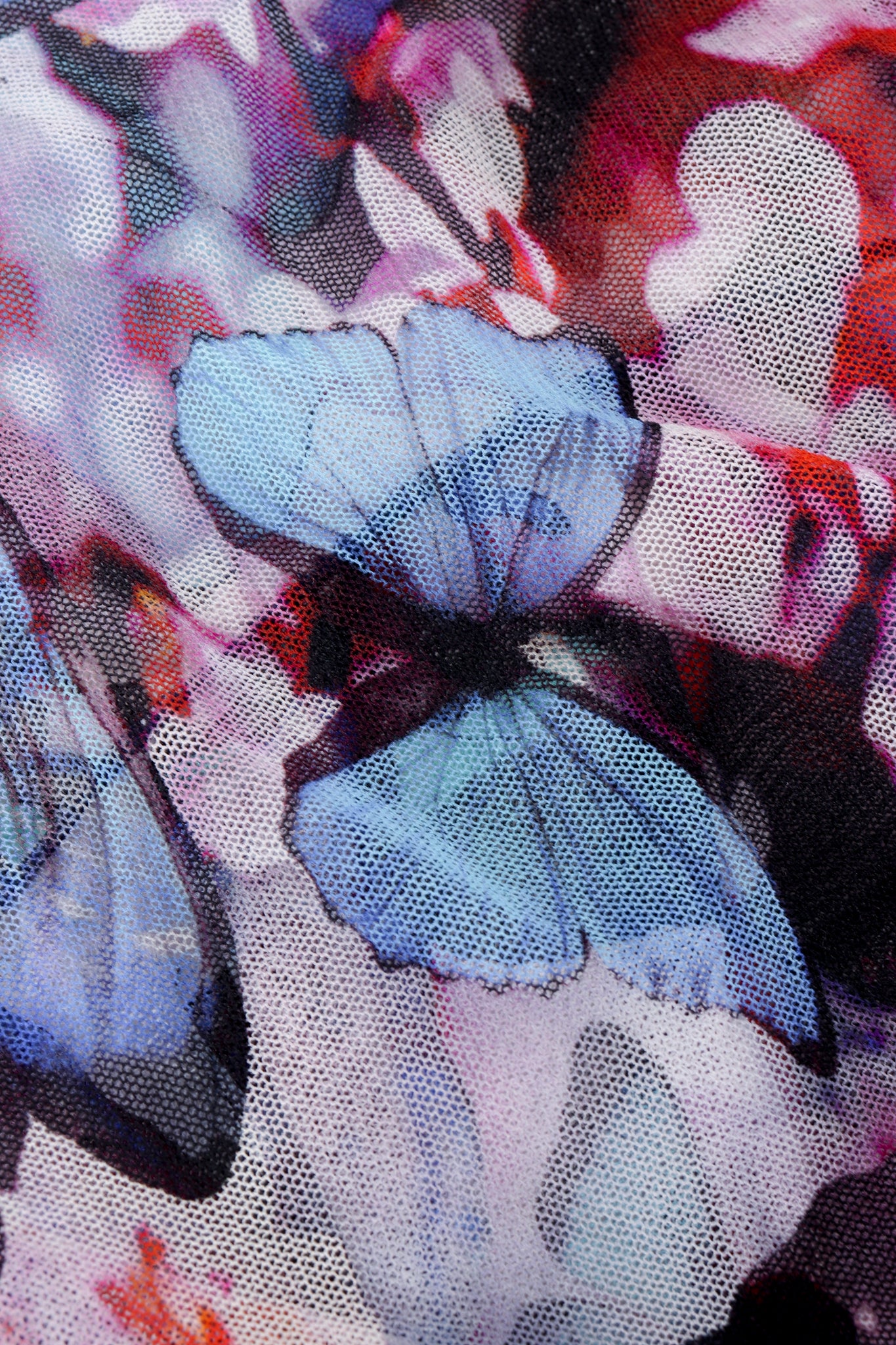 Vintage Jean Paul Gaultier Soleil Ruched Mesh Butterfly fabric detail