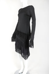Recess Designer Consignment Vintage Jean Paul Gaultier Femme Mesh Jersey Asymmetrical Suede Fringe Top Outfit Los Angeles Resale