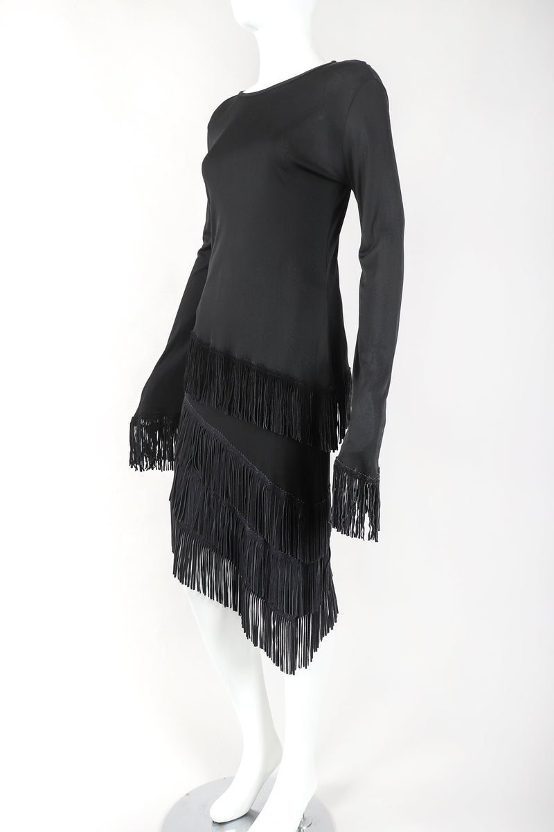 Recess Designer Consignment Vintage Jean Paul Gaultier Femme Asymmetrical Suede Fringe Jersey Skirt Los Angeles Resale