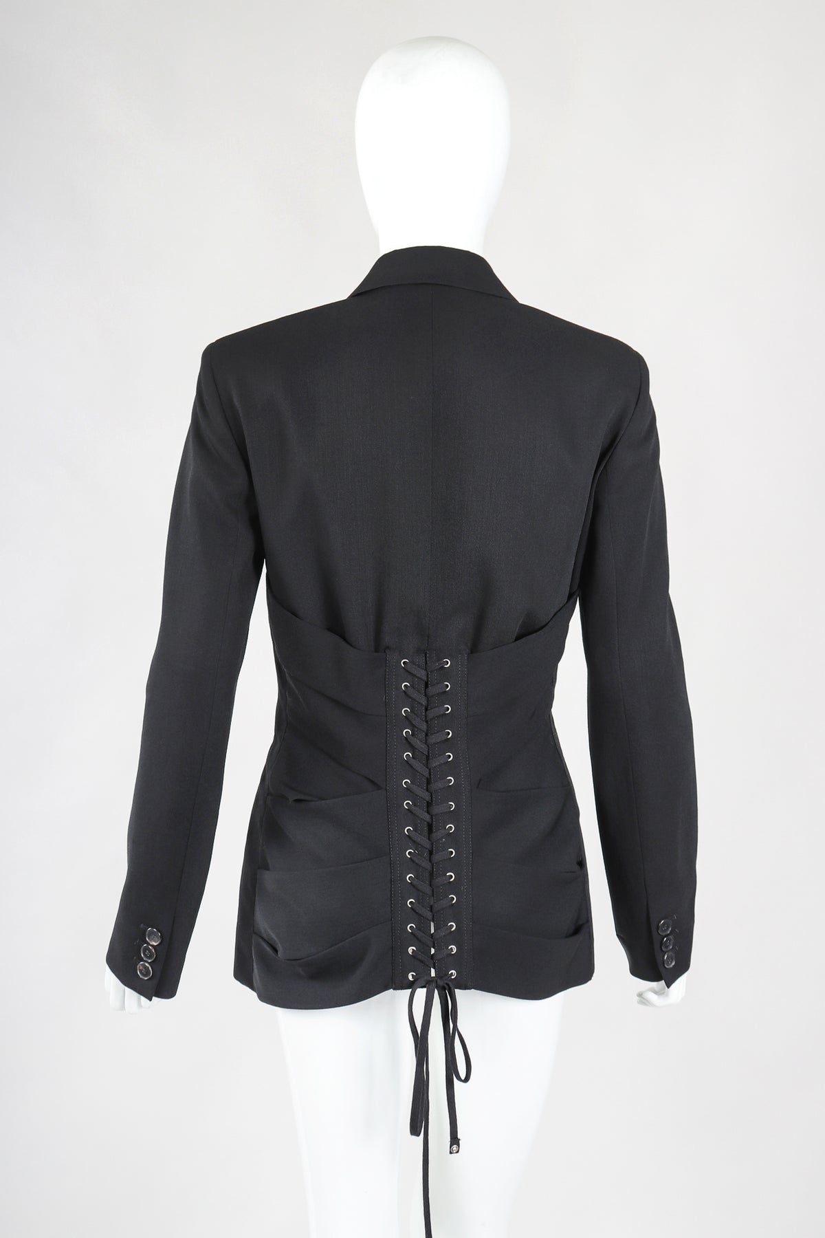 Vintage Jean Paul Gaultier Femme Wool Corset Waist Jacket Suiting 