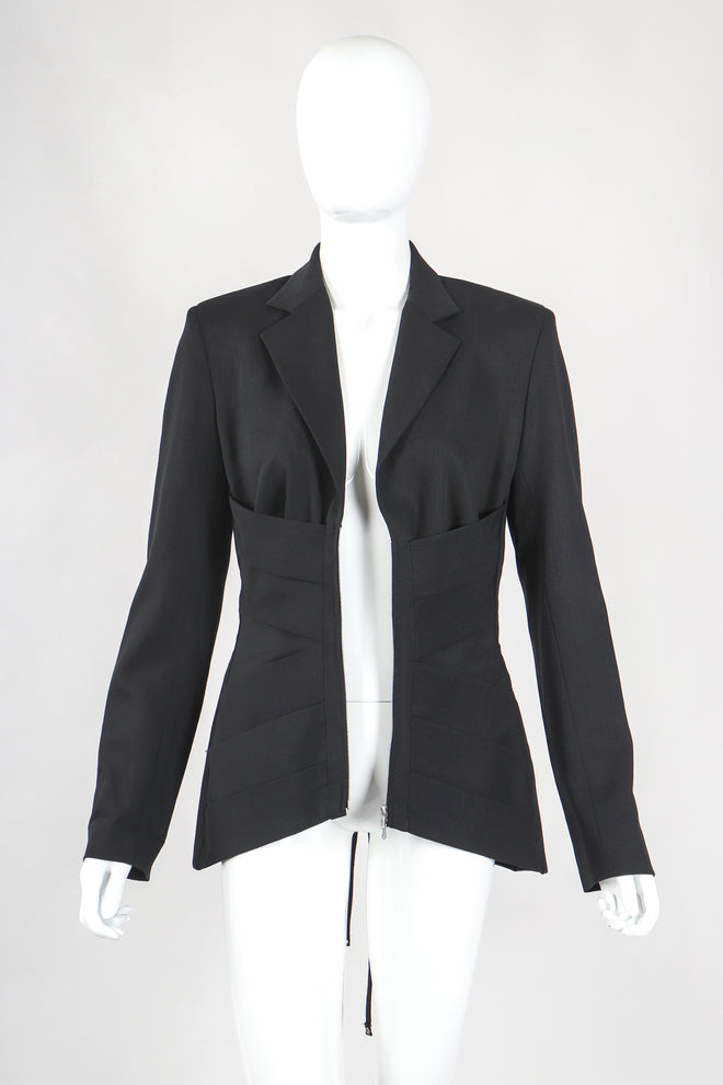 Recess Designer Consignment Vintage Jean Paul Gaultier Femme Wool Corset Waist Jacket Suiting Los Angeles Resale