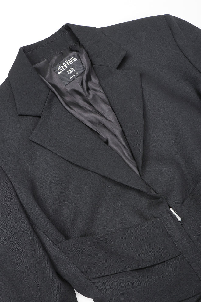 Recess Designer Consignment Vintage Jean Paul Gaultier Femme Wool Corset Waist Jacket Suiting Los Angeles Resale