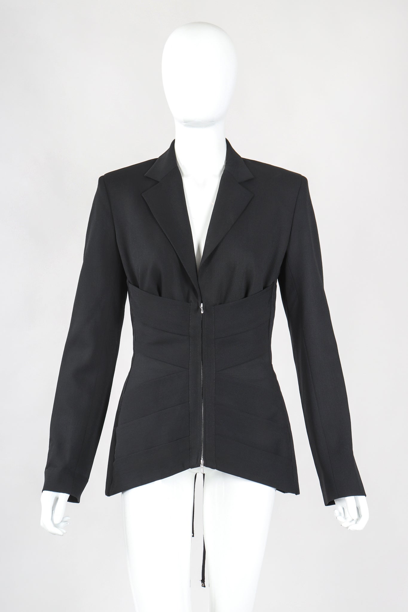 Recess Designer Consignment Vintage Jean Paul Gaultier Femme Wool Corset Waist Jacket Suiting Los Angeles Resale