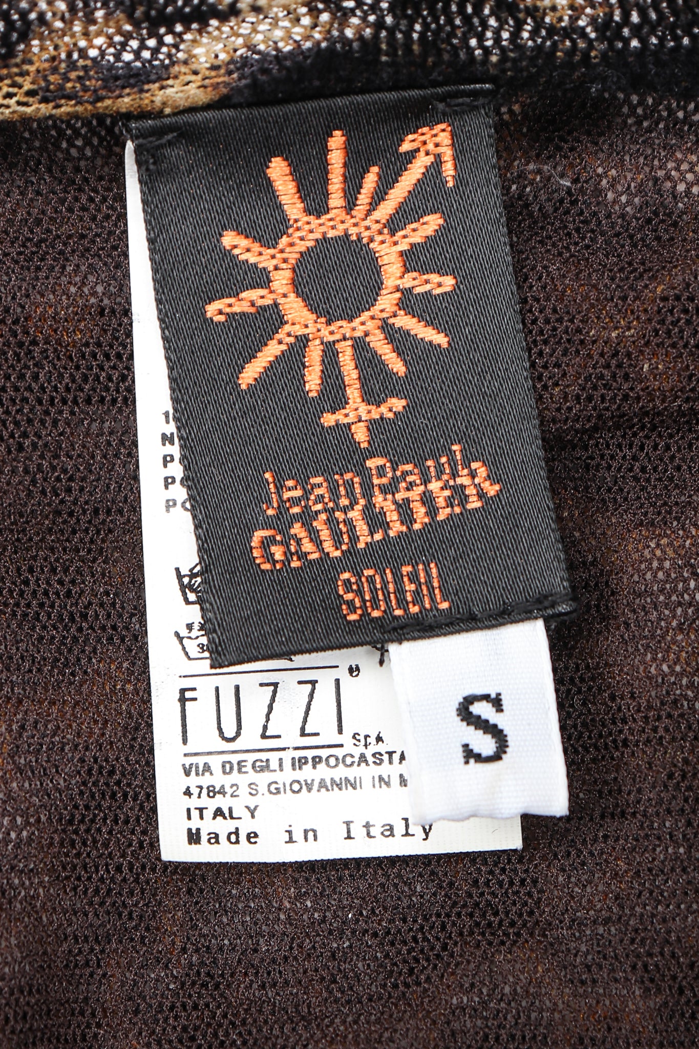 Recess Designer Consignment Vintage Jean Paul Gaultier Soleil Sheer Mesh Velvet Flocked Leopard Scarf Dress Los Angeles Resale