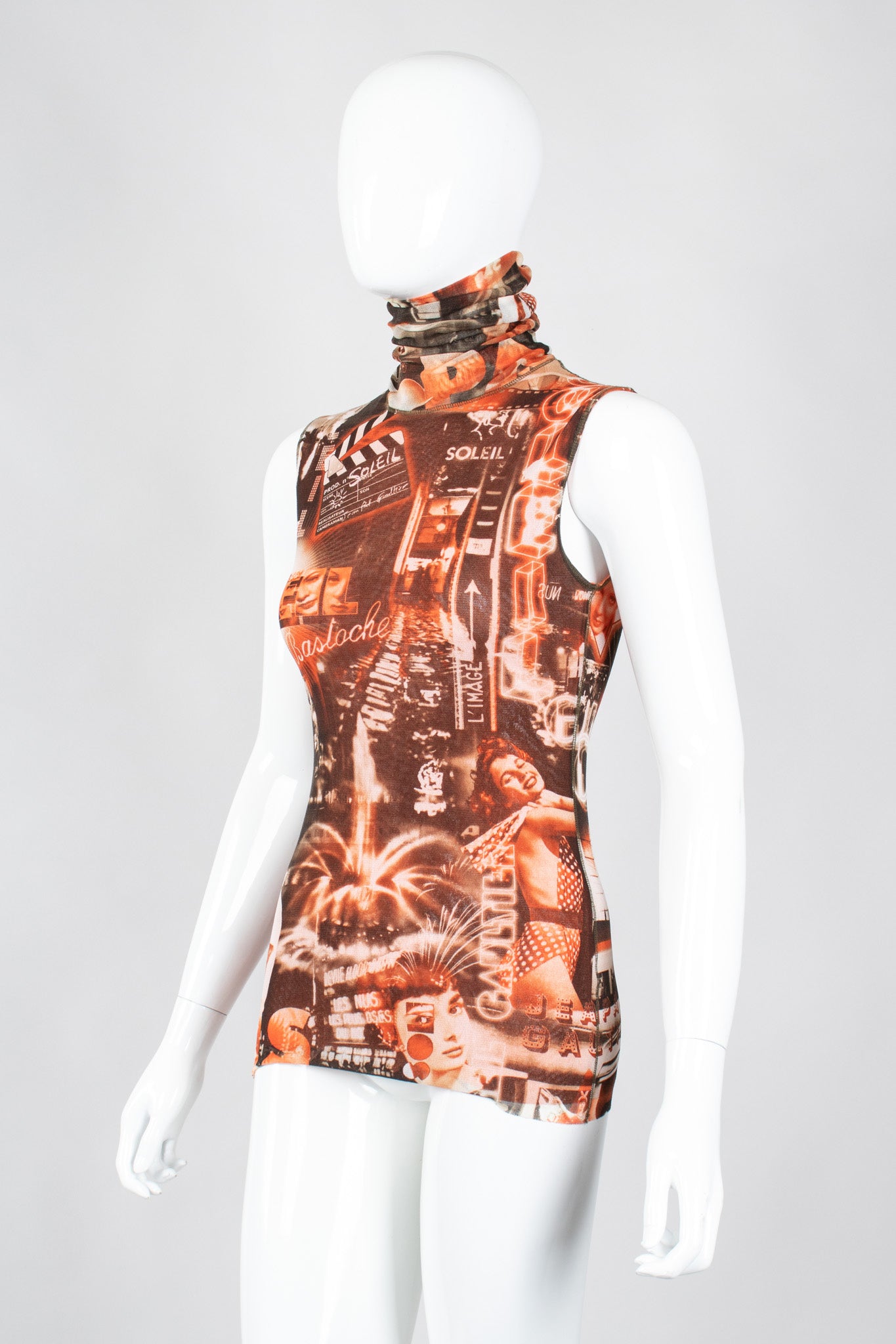 Recess Los Angeles Vintage Jean Paul Gaultier Soleil Sepia Cinema Mesh Sleeveless Top