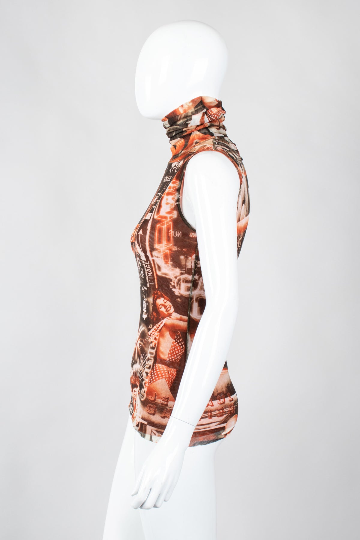 Vintage Jean Paul Gaultier Soleil Sepia Cinema Mesh Sleeveless Top