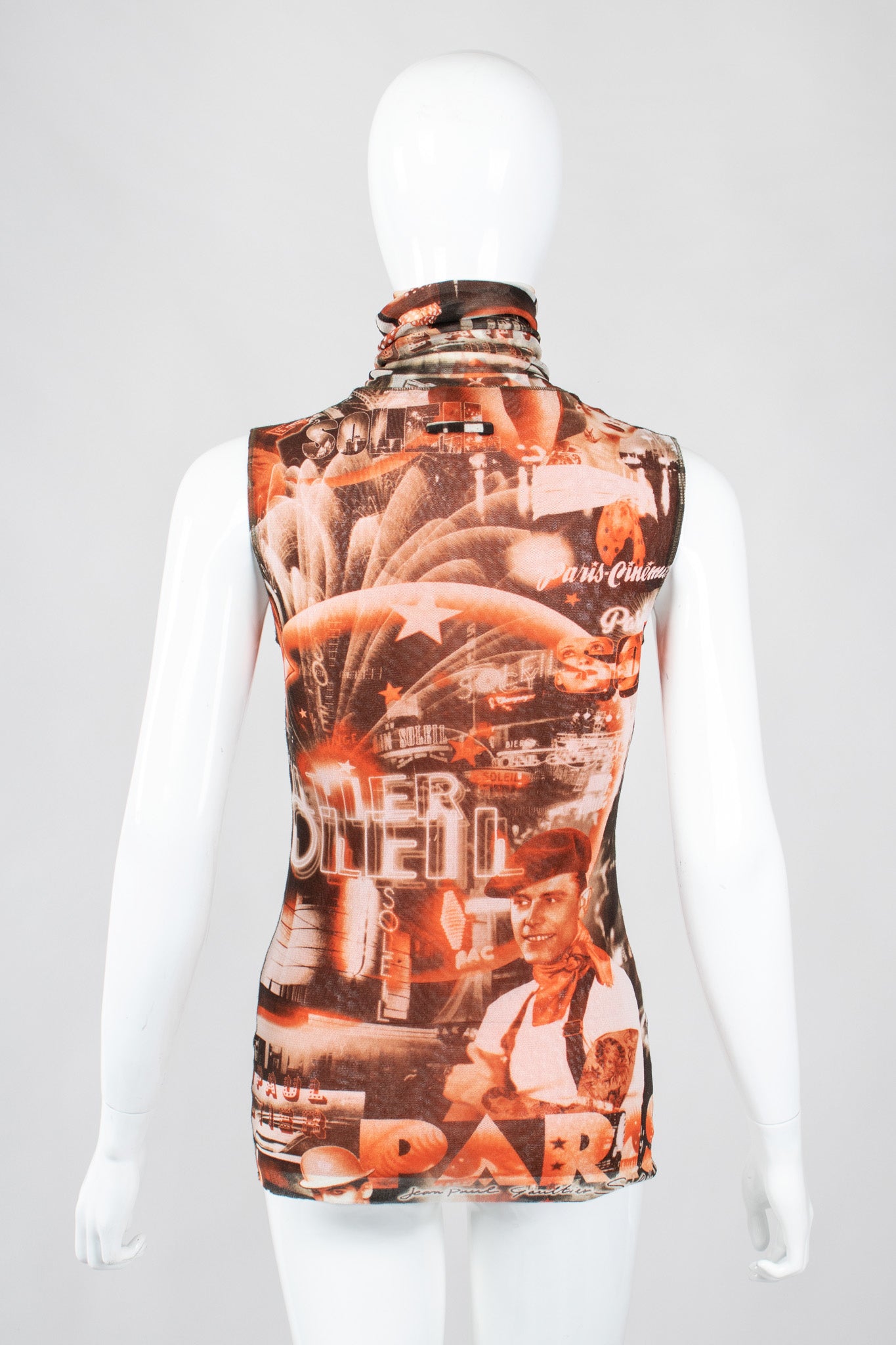 Recess Los Angeles Vintage Jean Paul Gaultier Soleil Sepia Cinema Mesh Sleeveless Top