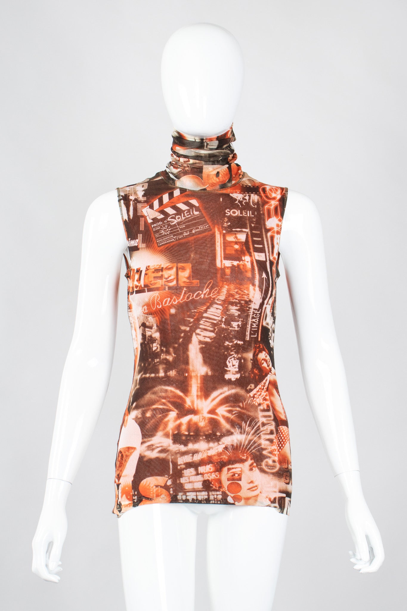 Recess Los Angeles Vintage Jean Paul Gaultier Soleil Sepia Cinema Mesh Sleeveless Top