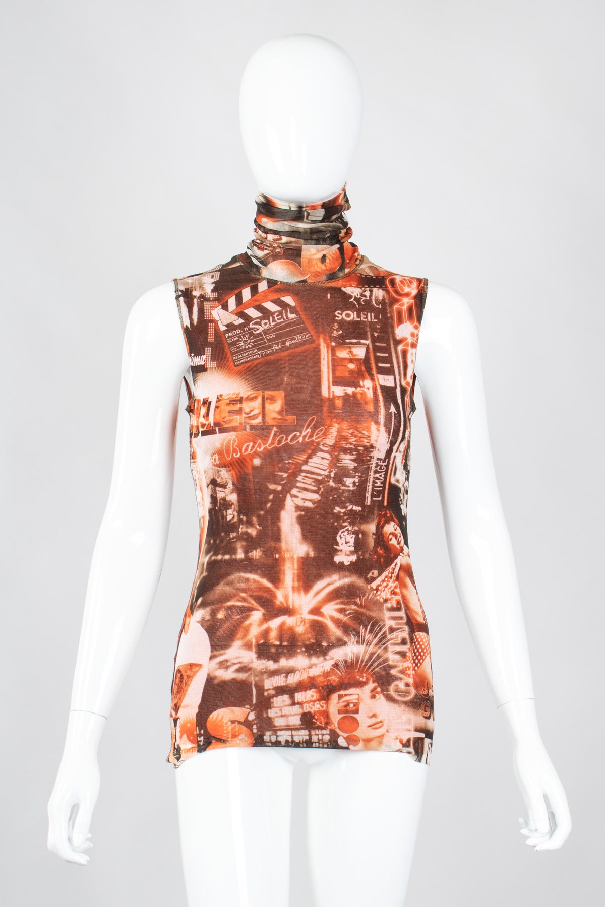 Vintage Jean Paul Gaultier Soleil Sepia Cinema Mesh Sleeveless Top