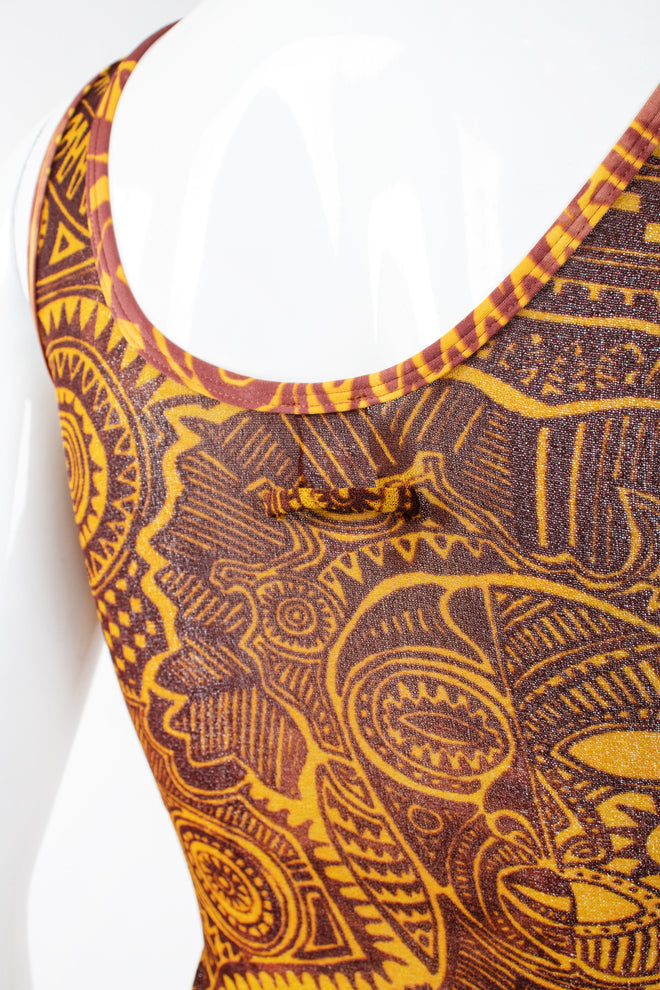 Recess Los Angeles Vintage Jean Paul Gaultier Soleil Tattoo Illusion Mesh Tumeric Tank