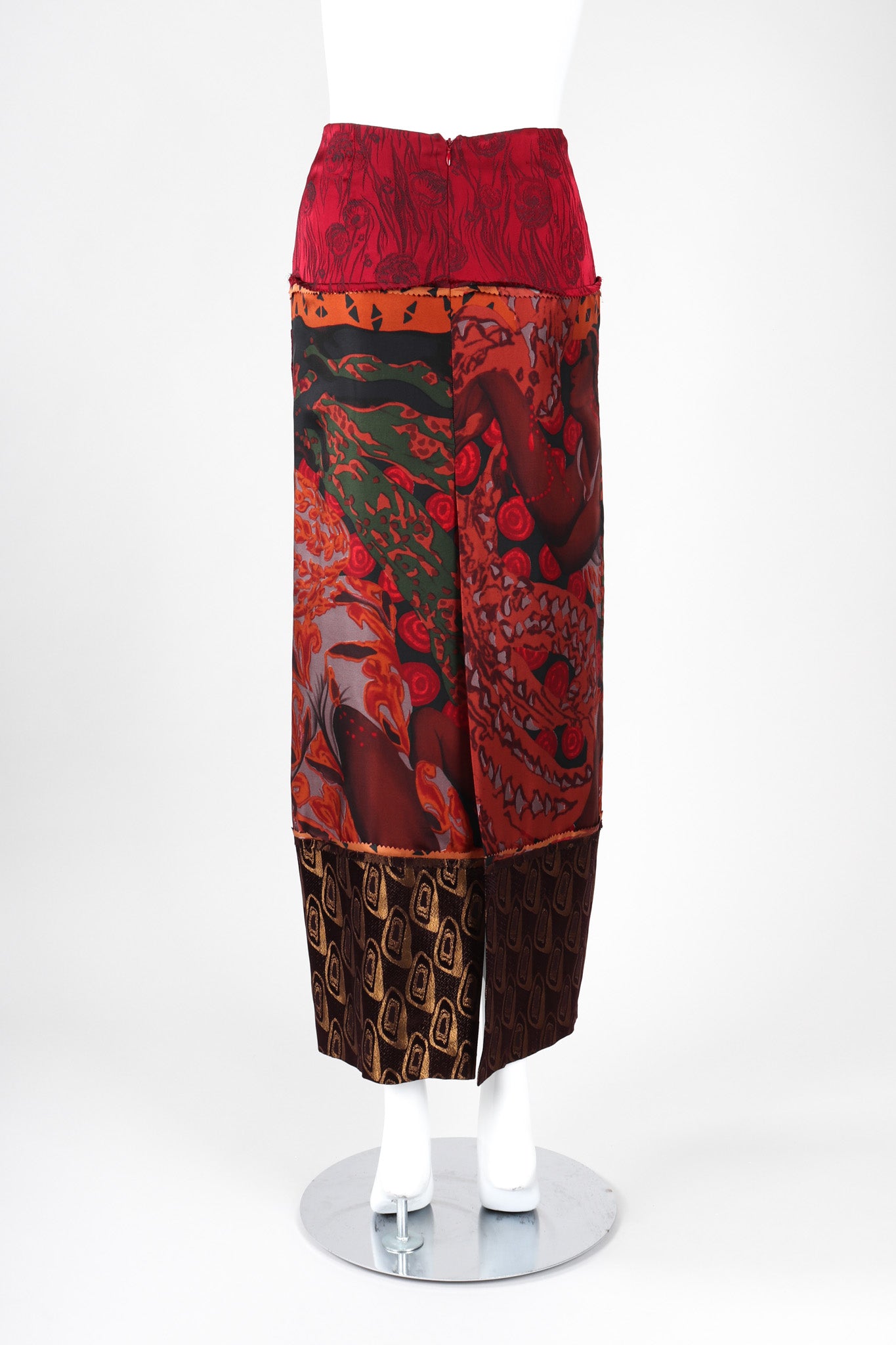 Recess Los Angeles Vintage Jean Paul Gaultier Chut Thai Mixed Print Silk Column Skirt Thai 