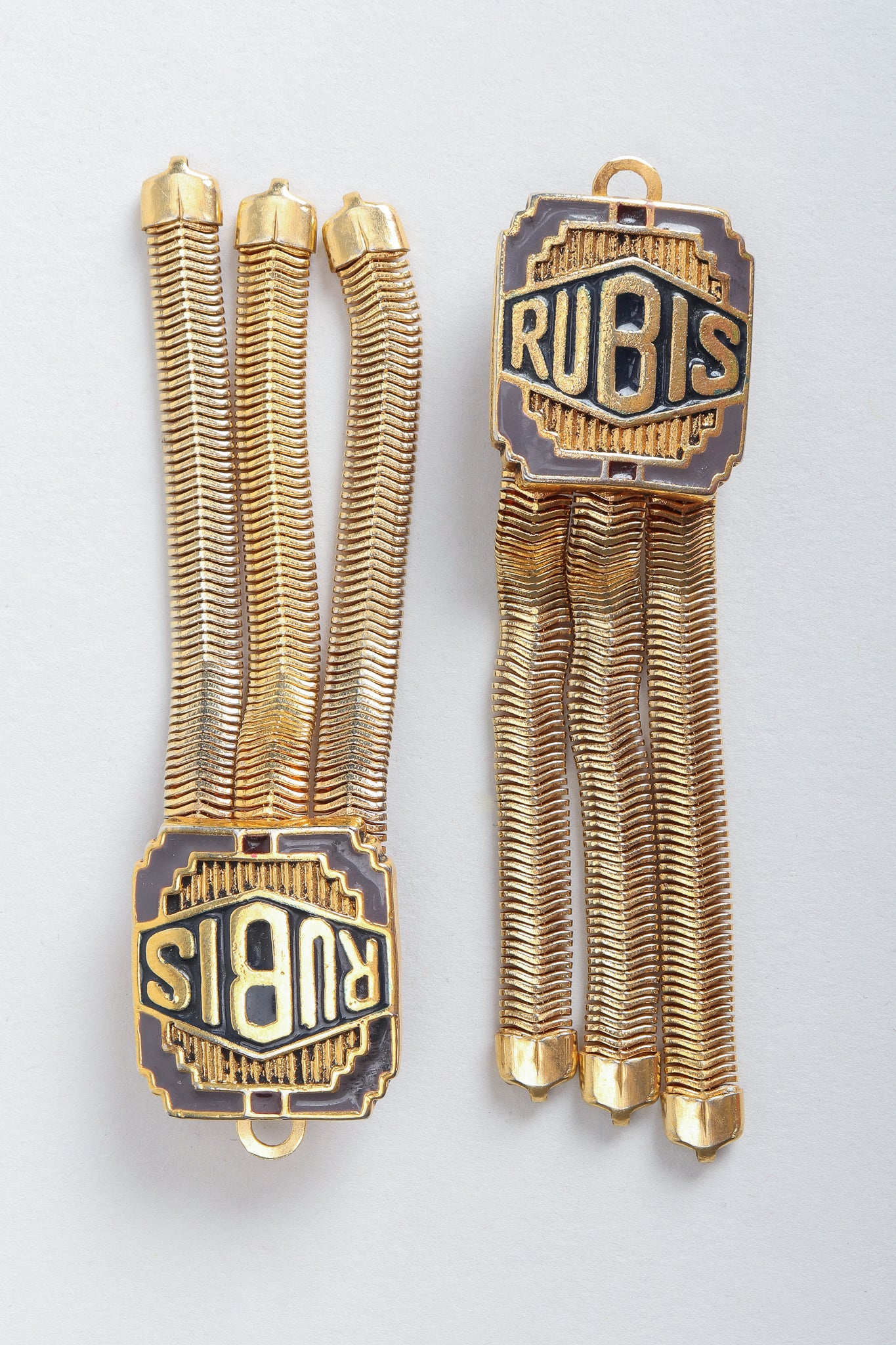Vintage Jean Paul Gaultier JPG Enamel Rubis Art Deco Clip Earring