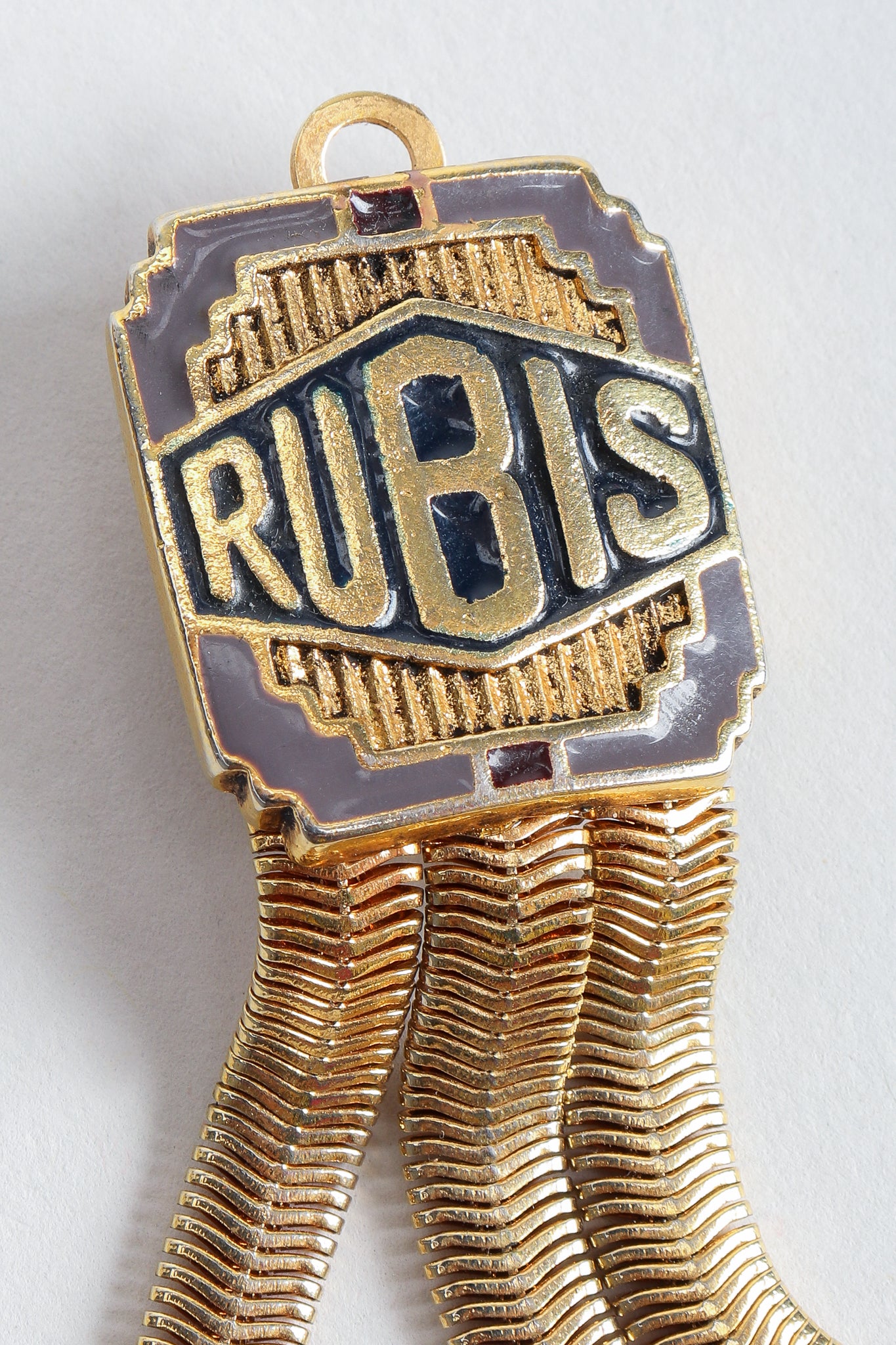 Vintage Jean Paul Gaultier JPG Enamel Rubis Art Deco Clip Earring Detail