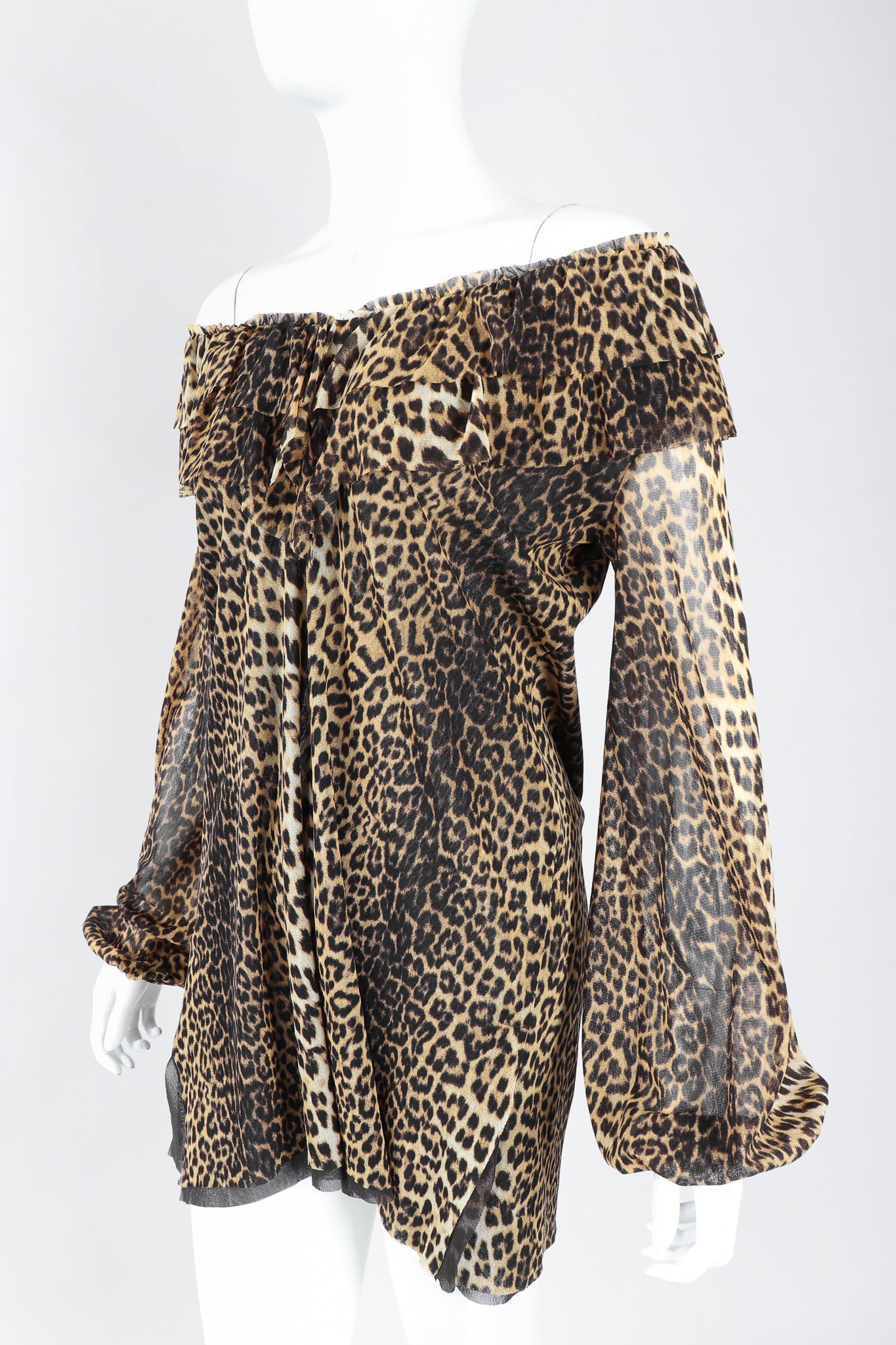 Recess Los Angeles Designer Consignment Vintage Jean Paul Gaultier Soleil Soleil Leopard Mesh Minidress Tunic
