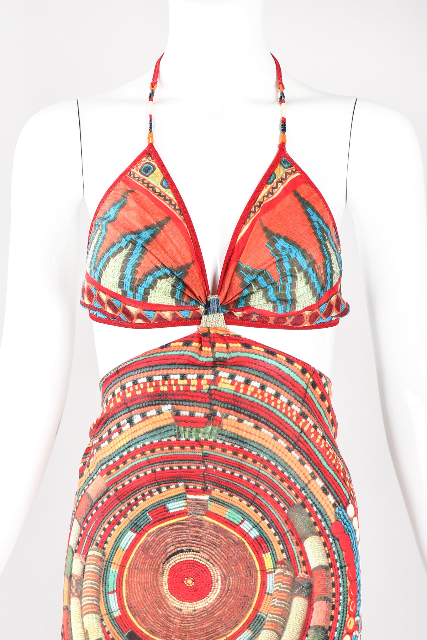 Recess Los Angeles Designer Consignment Vintage Jean Paul Gaultier Soleil Monokini Sarong Halter Dress