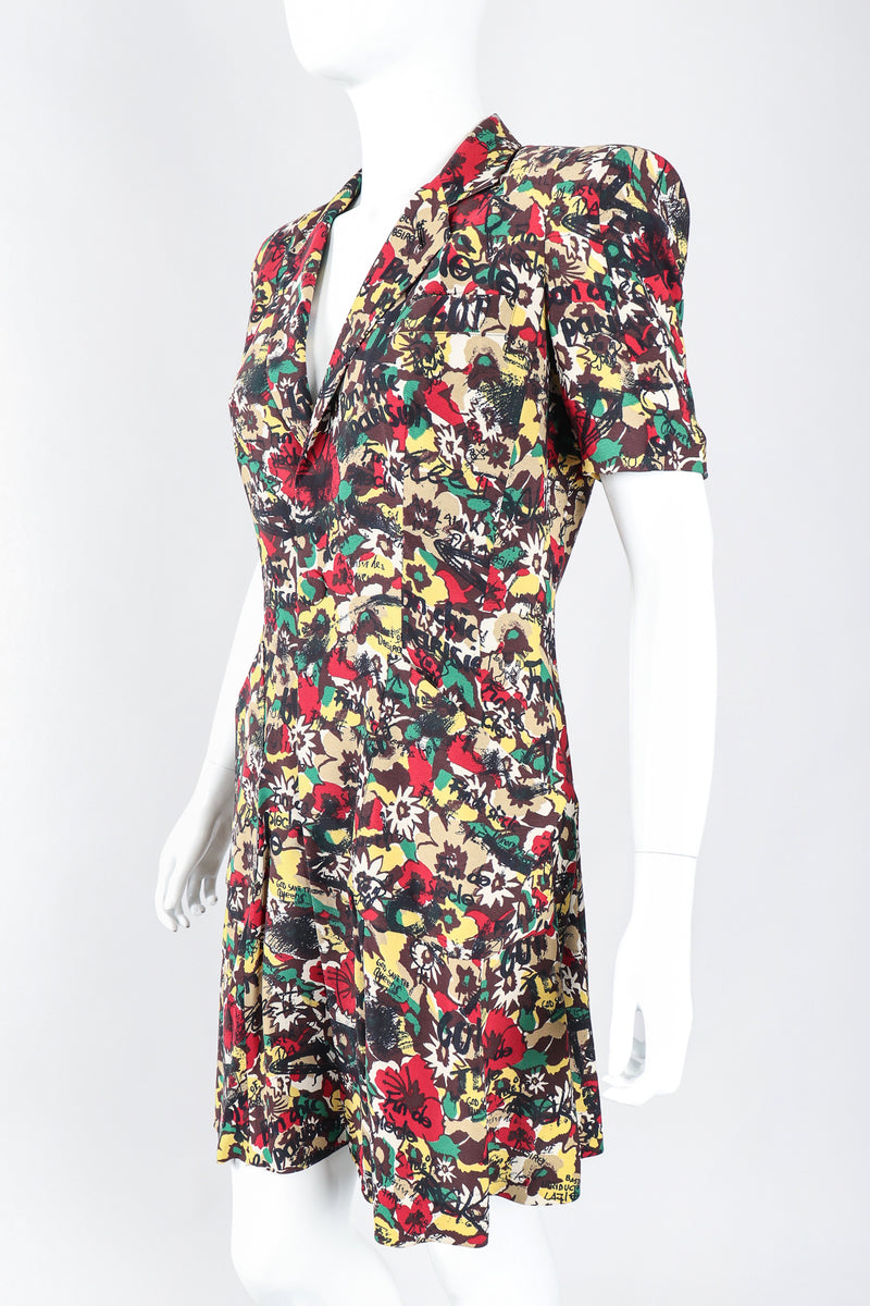 Recess Los Angele Designer Consignment Vintage Jean Paul Gaultier Graffiti Camo Print God Save The Queen Silk Coat Dress