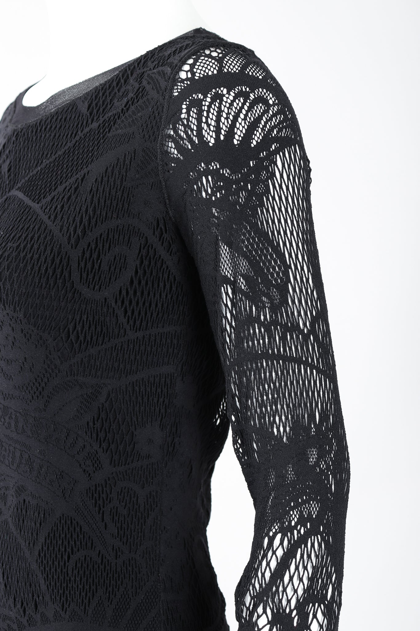 Recess Designer Consignment Vintage Jean Paul Gaultier Soleil Crochet Net Mesh Lace Dress Los Angeles Resale