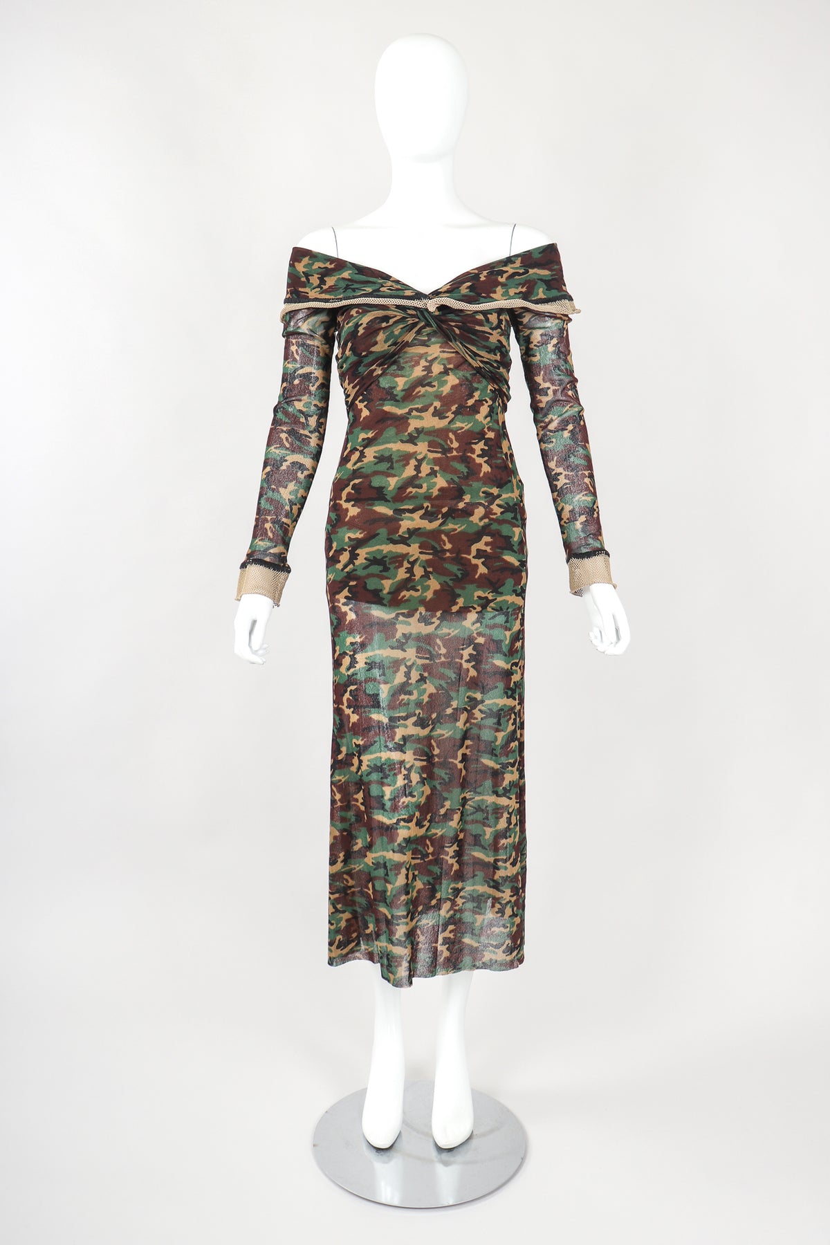 mesh camo dress Vintage Jean Paul Gaultier Mesh Net Camo Camouflage Dress – Recess