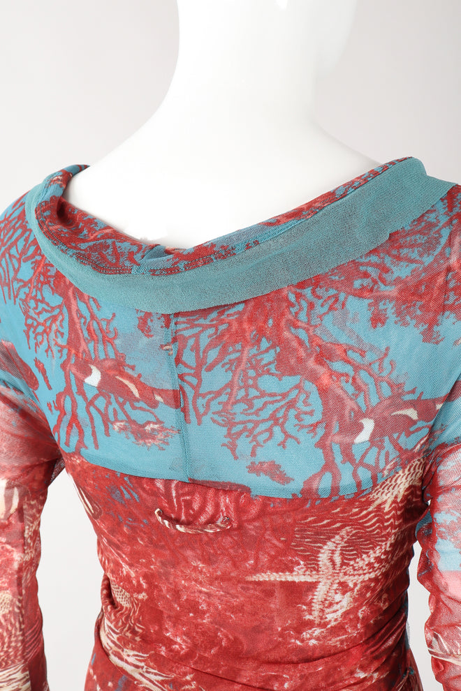 Recess Los Angeles Designer Consignment Vintage Jean Paul Gaultier 90s Soleil Mesh Coral Reef Aquarium Dress
