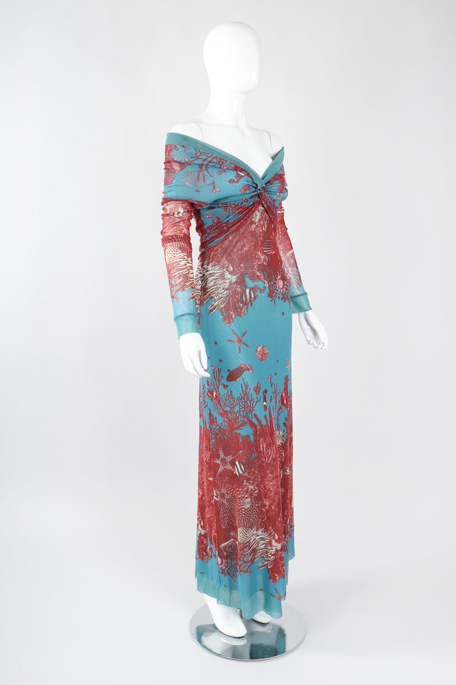 Recess Los Angeles Designer Consignment Vintage Jean Paul Gaultier 90s Soleil Mesh Coral Reef Aquarium Dress