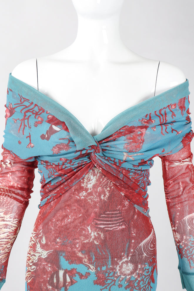 Recess Los Angeles Designer Consignment Vintage Jean Paul Gaultier 90s Soleil Mesh Coral Reef Aquarium Dress