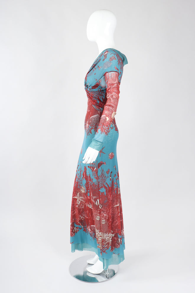 Recess Los Angeles Designer Consignment Vintage Jean Paul Gaultier 90s Soleil Mesh Coral Reef Aquarium Dress