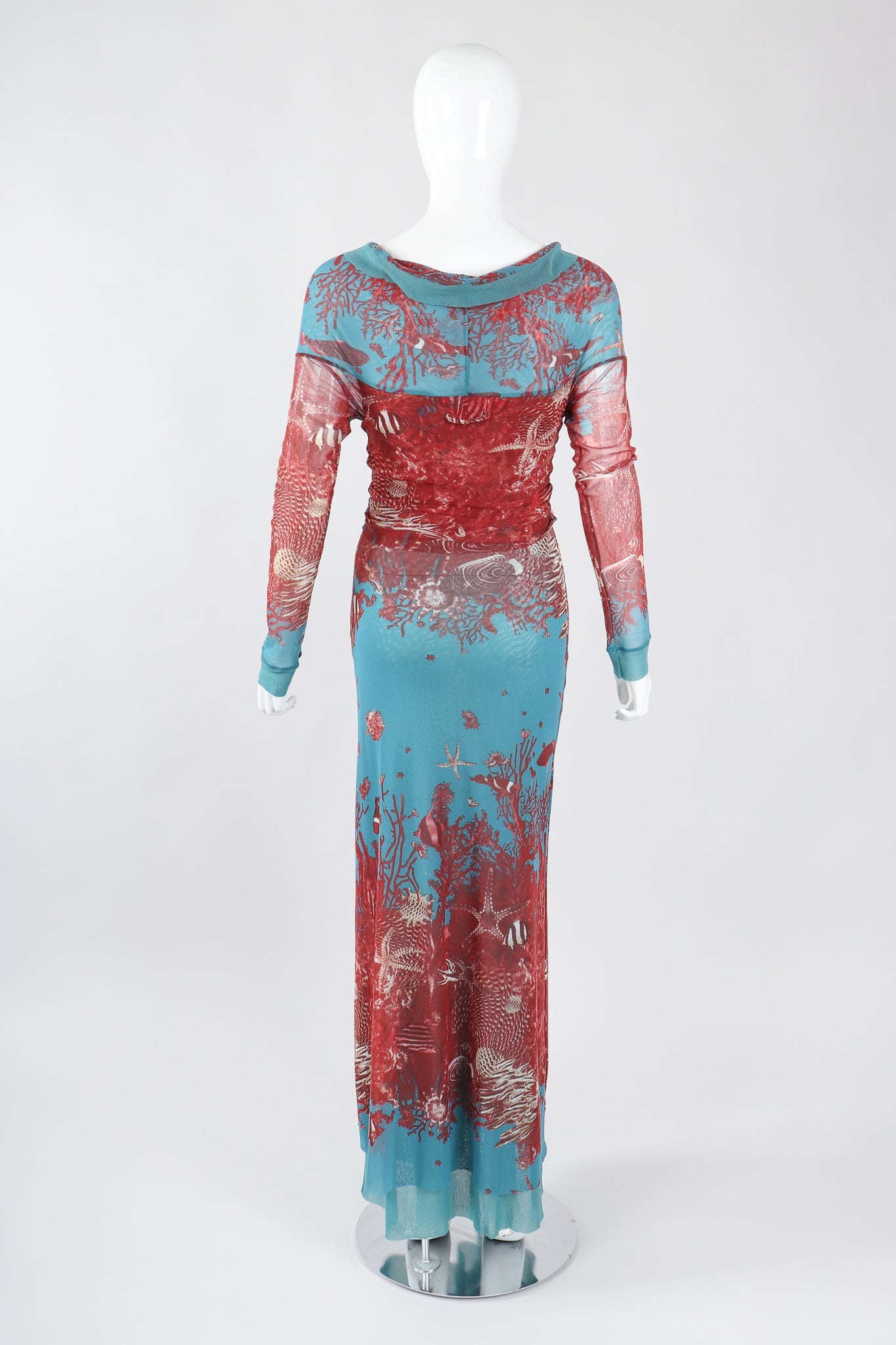 Recess Los Angeles Designer Consignment Vintage Jean Paul Gaultier 90s Soleil Mesh Coral Reef Aquarium Dress