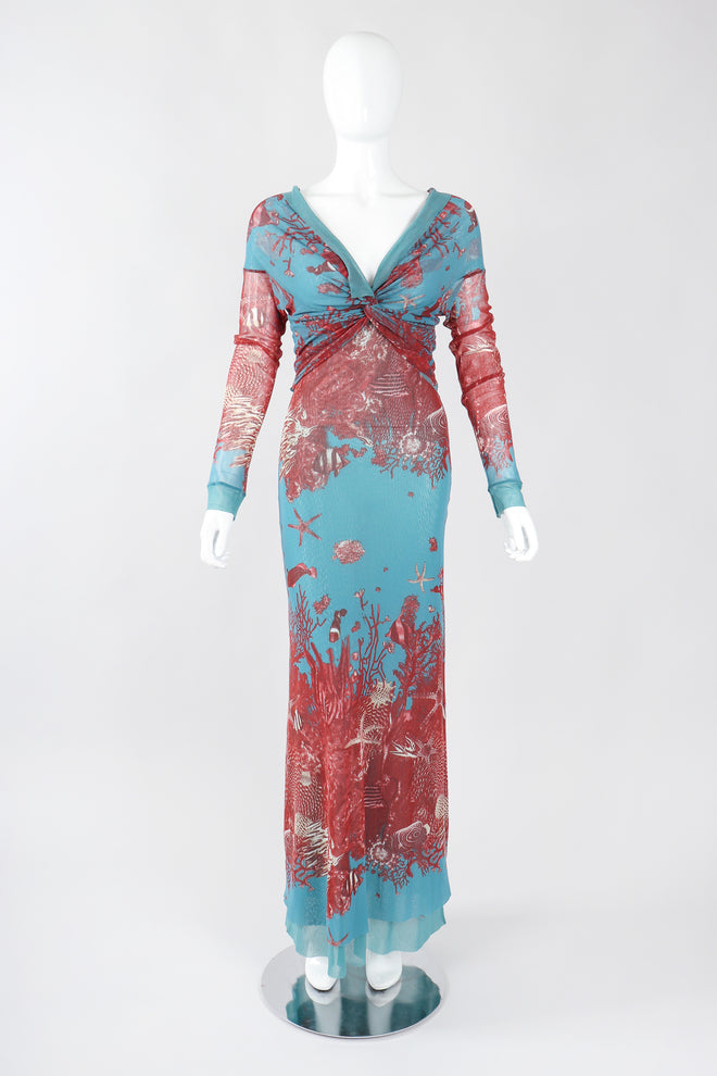 Recess Los Angeles Designer Consignment Vintage Jean Paul Gaultier 90s Soleil Mesh Coral Reef Aquarium Dress