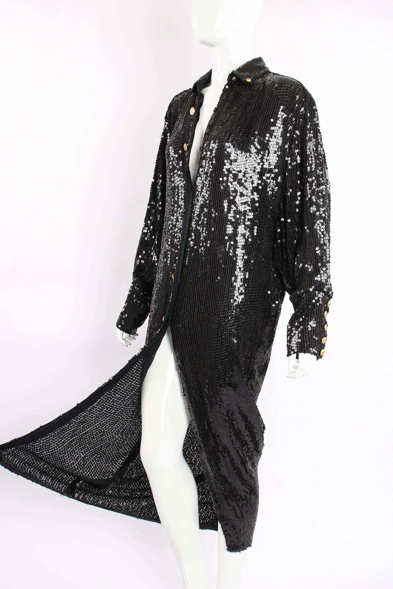 Vintage Jeanette Kastenberg St Martins Sequin Cocoon ShirtDress Duster on Mannequin angle@ Recess