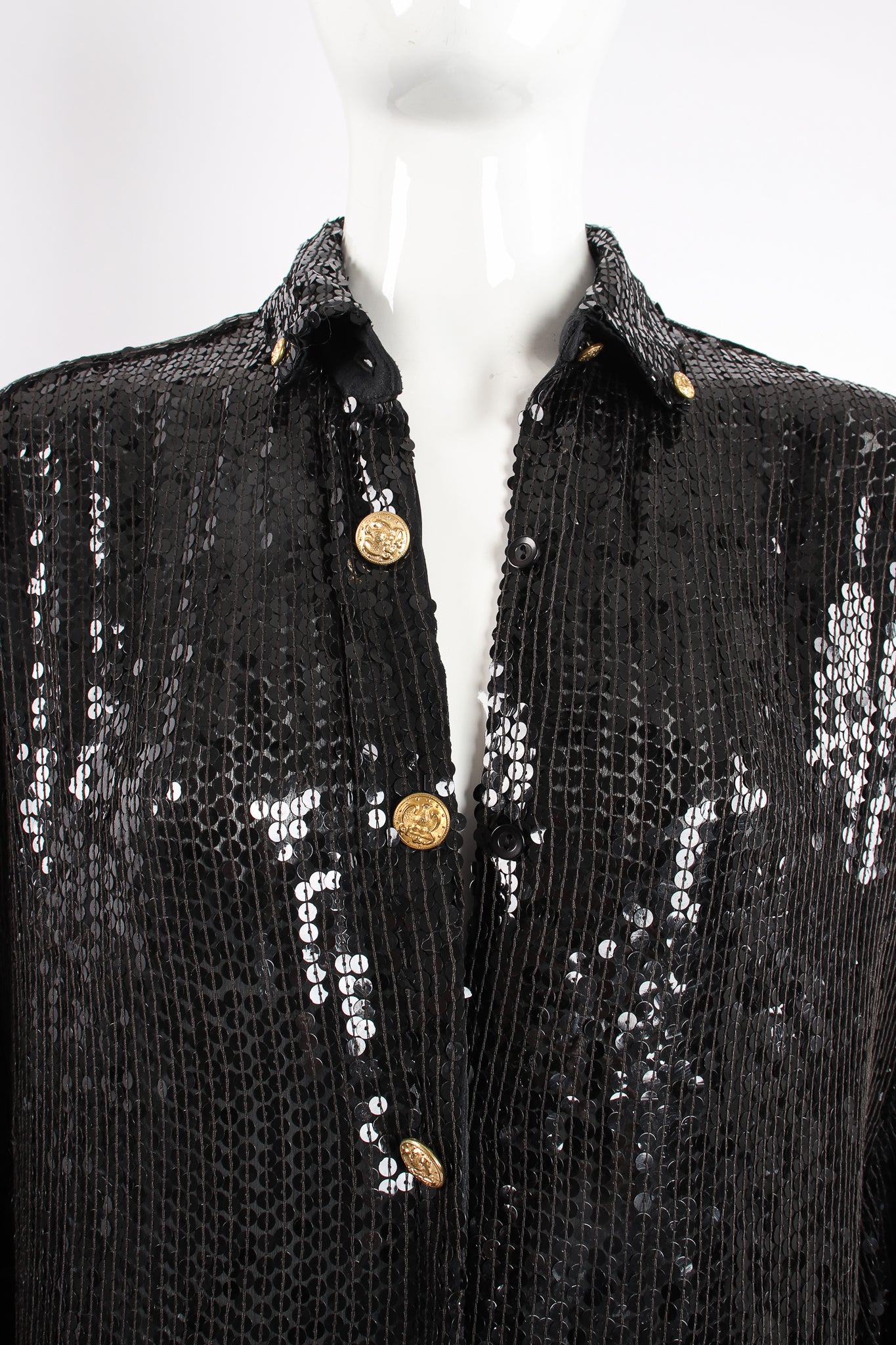 Vintage Jeanette Kastenberg St Martins Sequin Cocoon ShirtDress Duster collar open @ Recess