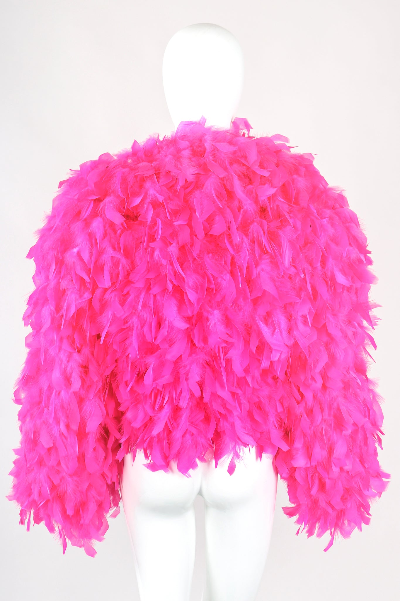 Recess Designer Consignment Vintage Jeanette Kastenberg St. Martin Vivid Hot Pink Feather Chubby Jacket Los Angeles Resale