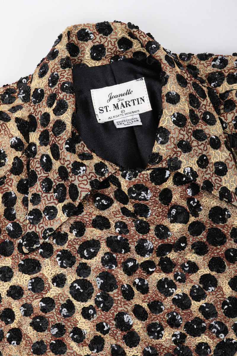 Recess Los Angeles Vintage Jeanette St Martin Cheetah Leopard Sequins Squiggly Embroidery Zip Up Motorcycle Jacket