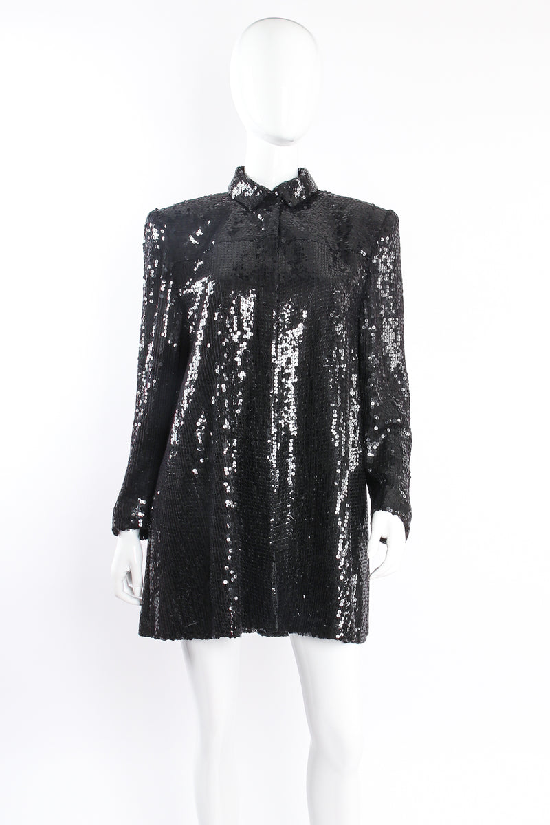 Vintage Jeanette St. Martin Sequined Yoke Swing Jacket on mannequin front at Recess Los Angeles